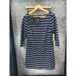 Eliza J Dress Women's Size 10 Blue and White Fabric Flower Striped NWT New Gift